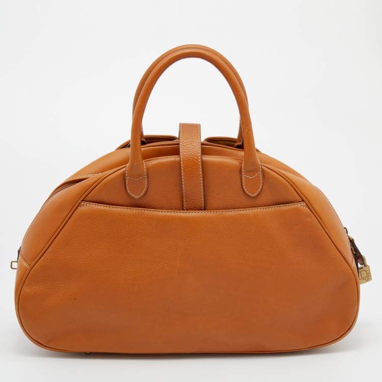 Pre Owned Dior Brown Leather Double Saddle Bowler Bag
