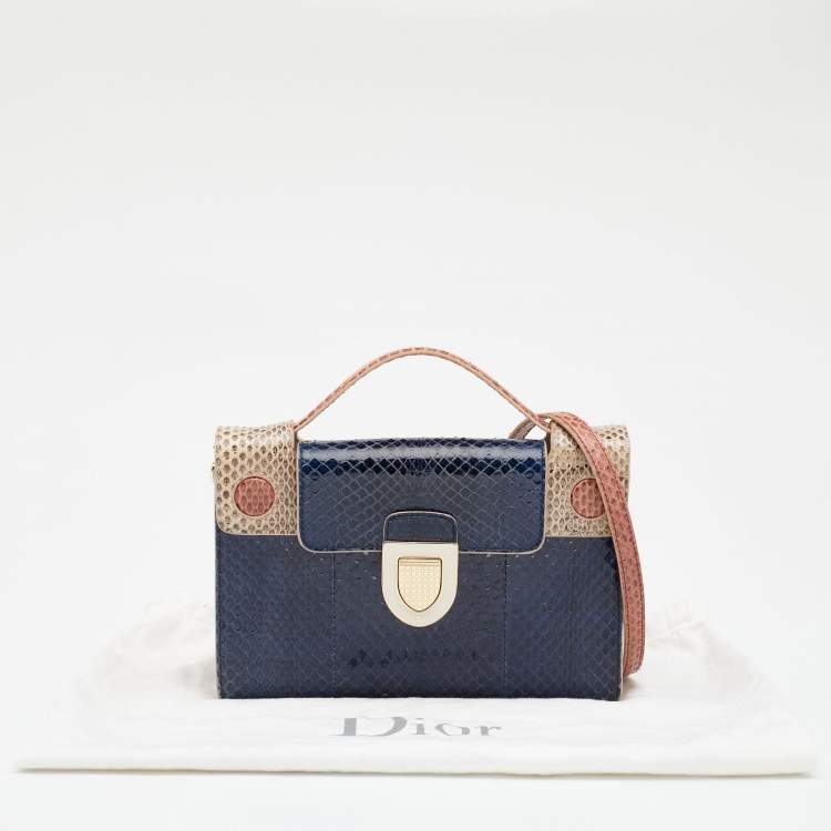 Pre Owned Dior Multicolor Python Diorever Top Handle Bag