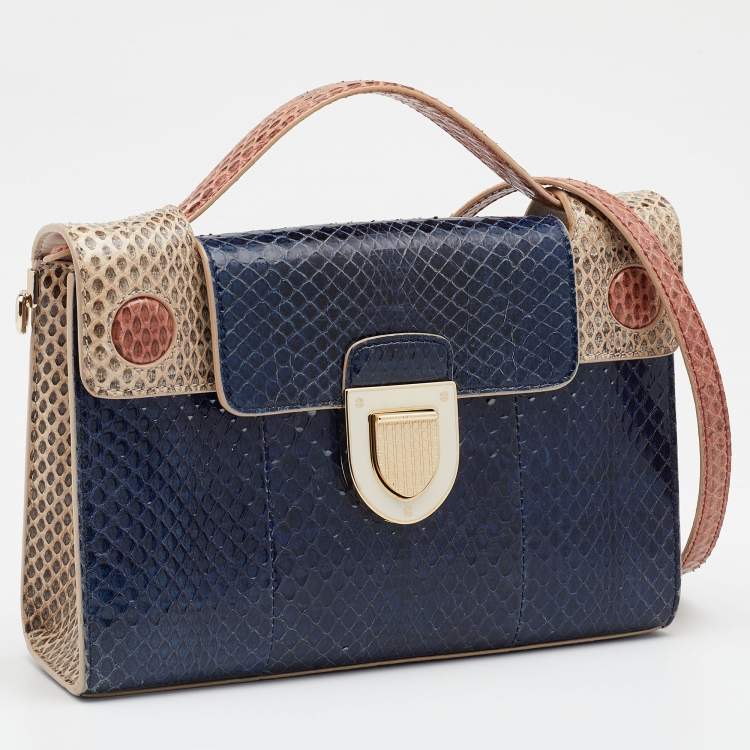 Pre Owned Dior Multicolor Python Diorever Top Handle Bag