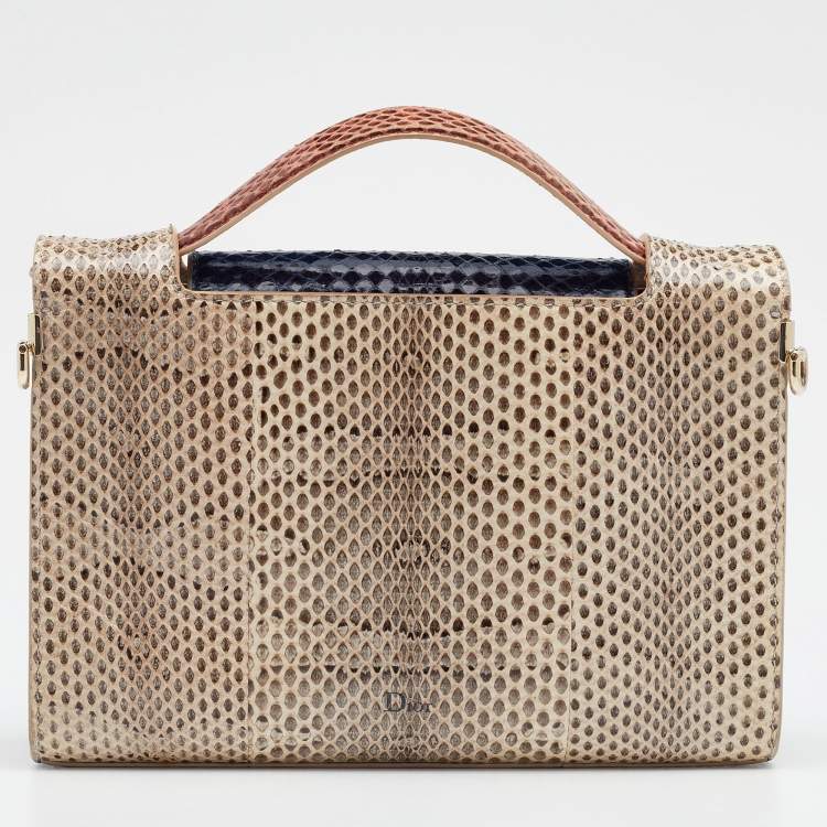Pre Owned Dior Multicolor Python Diorever Top Handle Bag