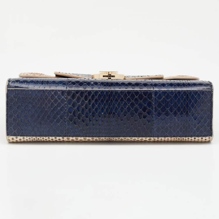 Pre Owned Dior Multicolor Python Diorever Top Handle Bag