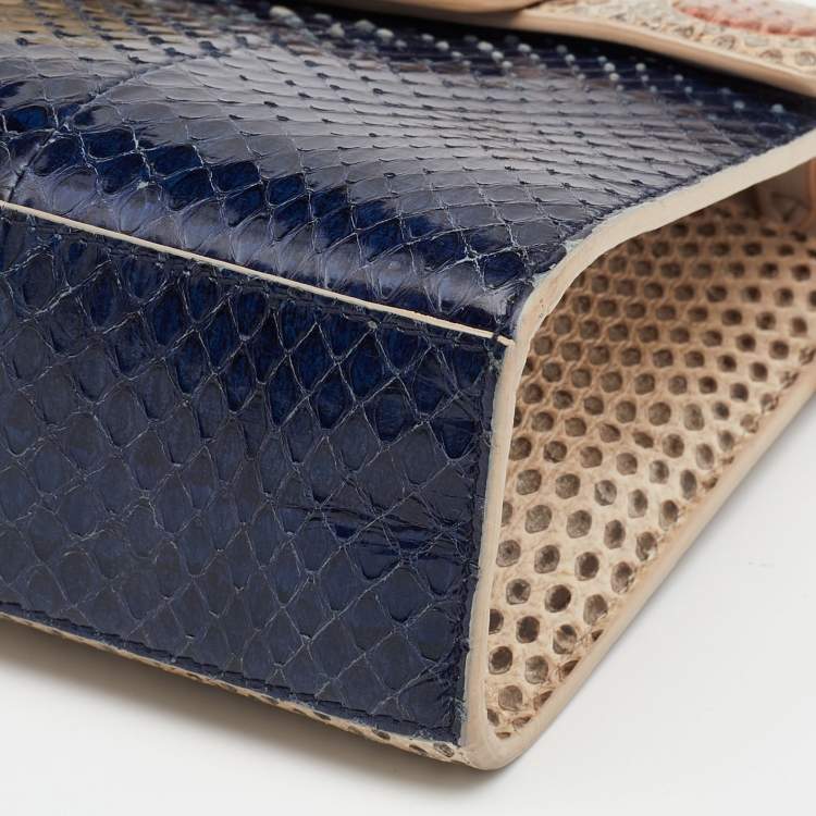 Pre Owned Dior Multicolor Python Diorever Top Handle Bag