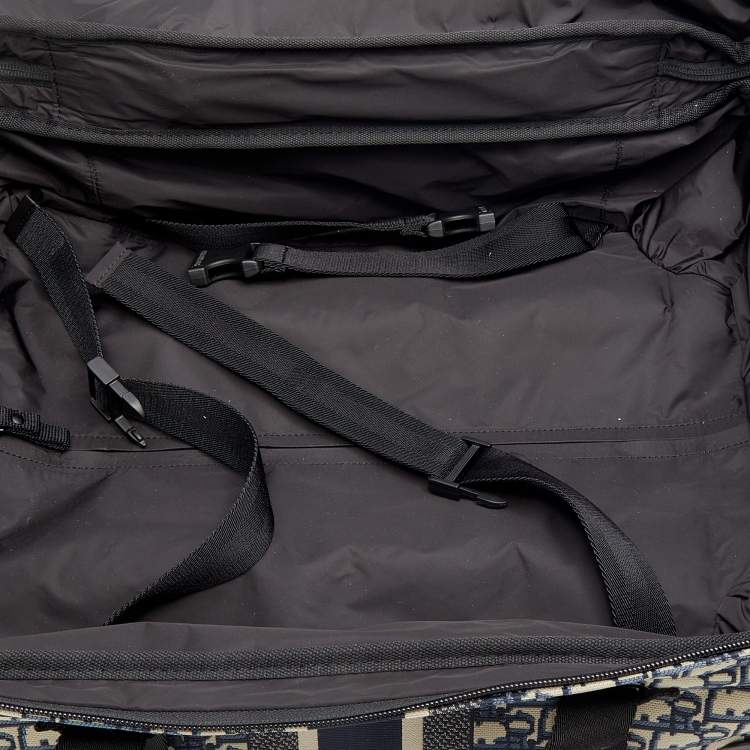 Pre Owned Dior Navy Blue/Beige Oblique Canvas Small DiorTravel Suitcase