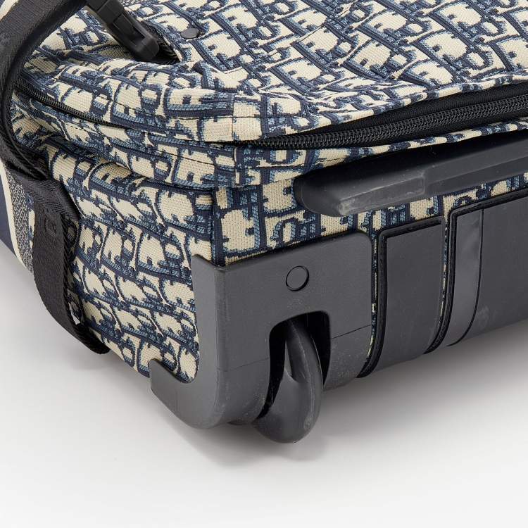 Pre Owned Dior Navy Blue/Beige Oblique Canvas Small DiorTravel Suitcase