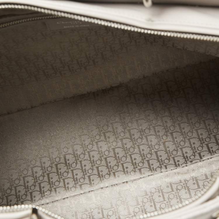 Pre Owned Dior Light Grey Cannage Leather XL Soft Lady Dior Tote