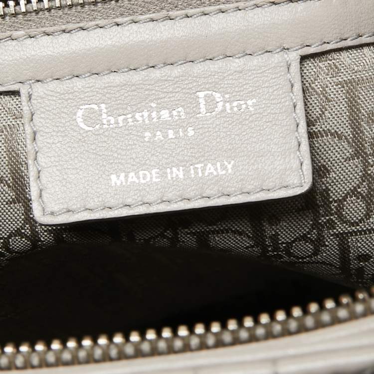 Pre Owned Dior Light Grey Cannage Leather XL Soft Lady Dior Tote
