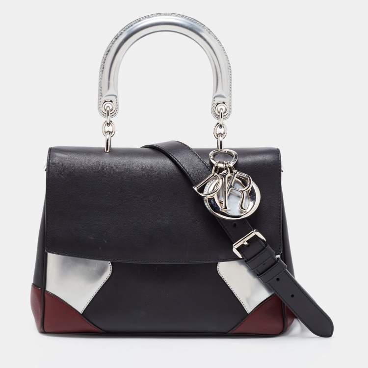 Pre Owned Dior Tri Color Patent and Leather Small Be Dior Flap Top Handle Bag