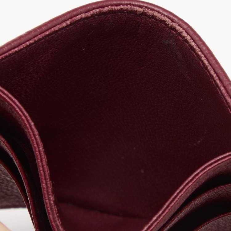 Pre Owned Dior Burgundy Leather Diorama Card Holder