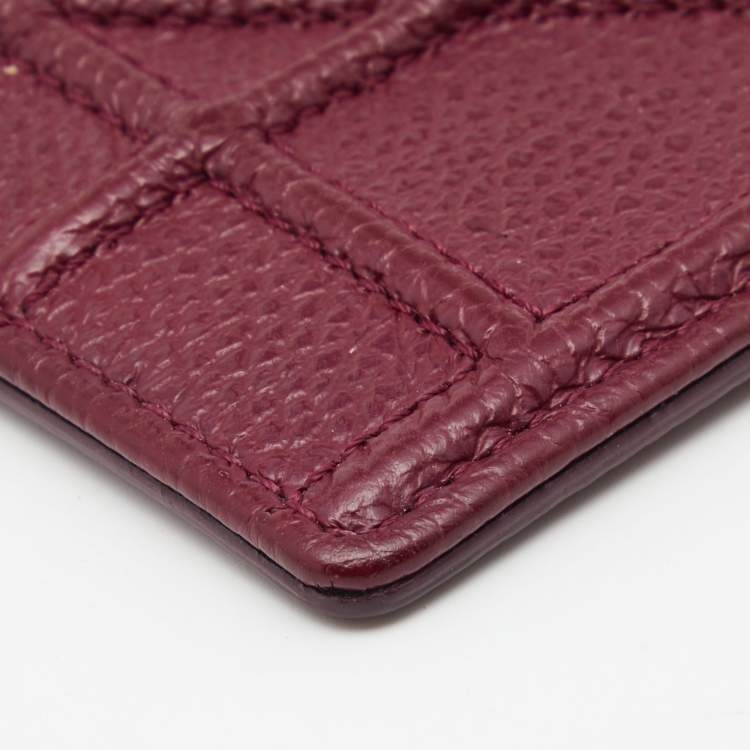 Pre Owned Dior Burgundy Leather Diorama Card Holder