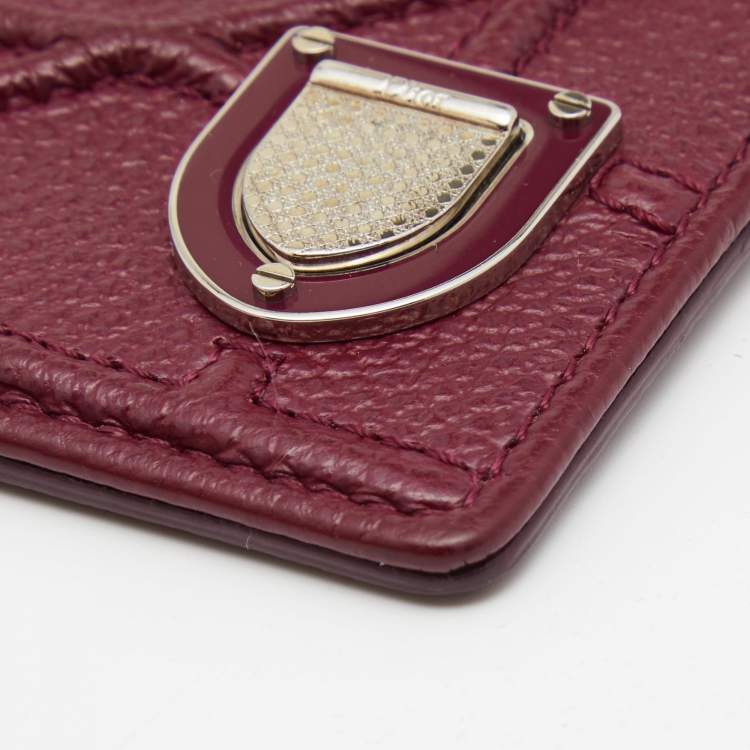 Pre Owned Dior Burgundy Leather Diorama Card Holder