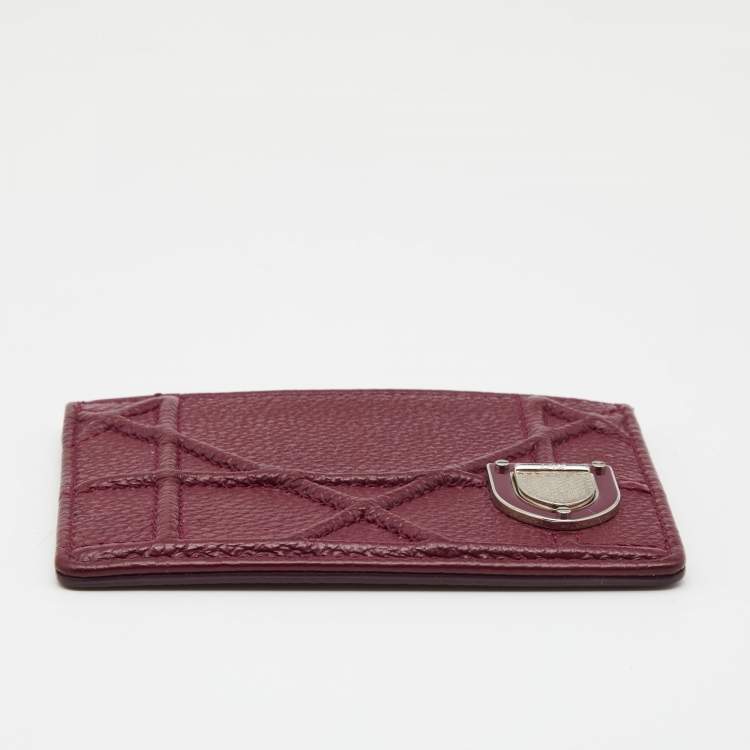 Pre Owned Dior Burgundy Leather Diorama Card Holder