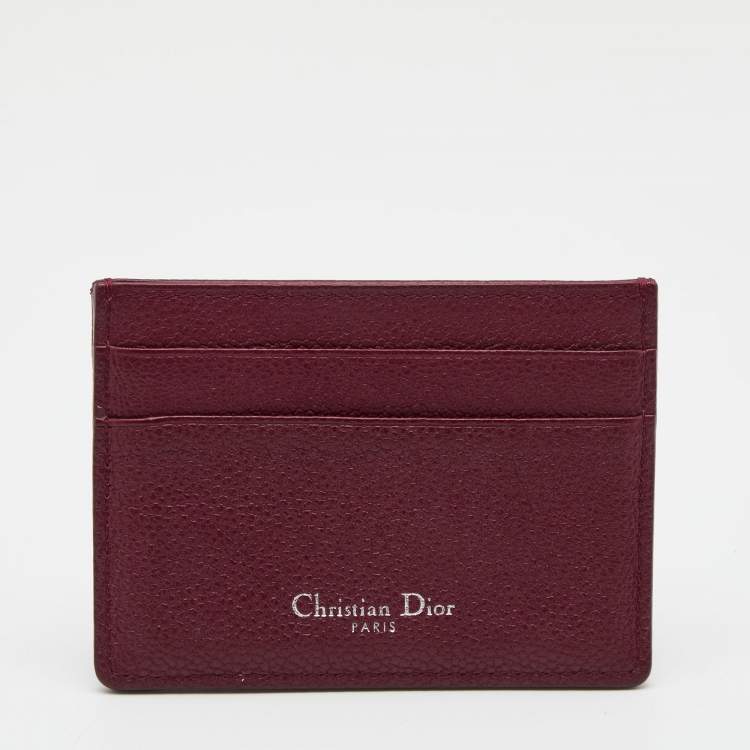 Pre Owned Dior Burgundy Leather Diorama Card Holder