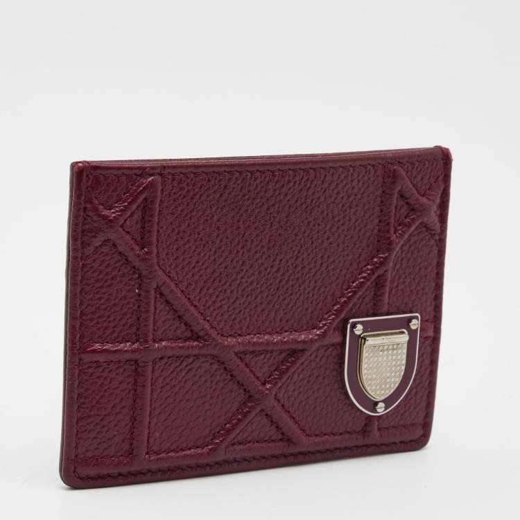 Pre Owned Dior Burgundy Leather Diorama Card Holder