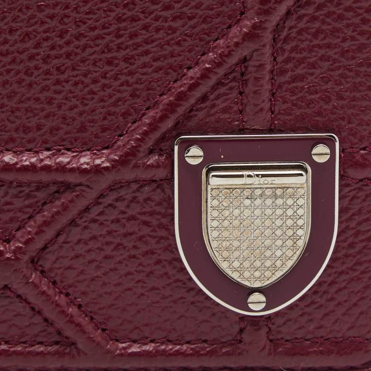 Pre Owned Dior Burgundy Leather Diorama Card Holder