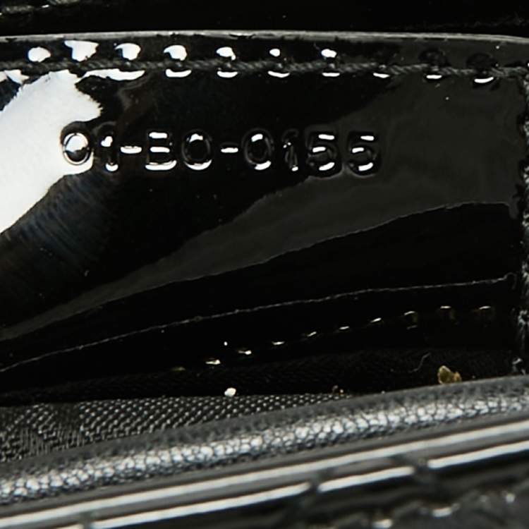 Pre Owned Dior Black Cannage Patent Leather Medium Lady Dior Tote