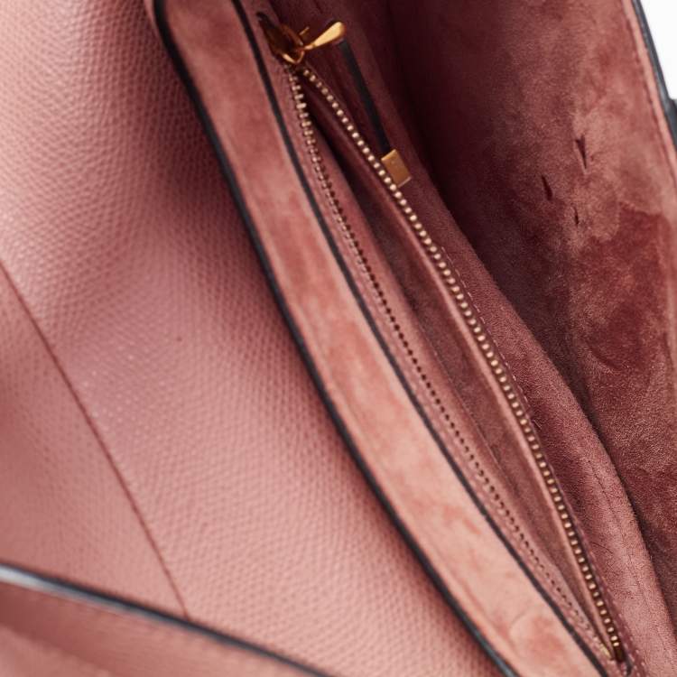 Pre Owned Dior Pink Leather Saddle Shoulder Bag
