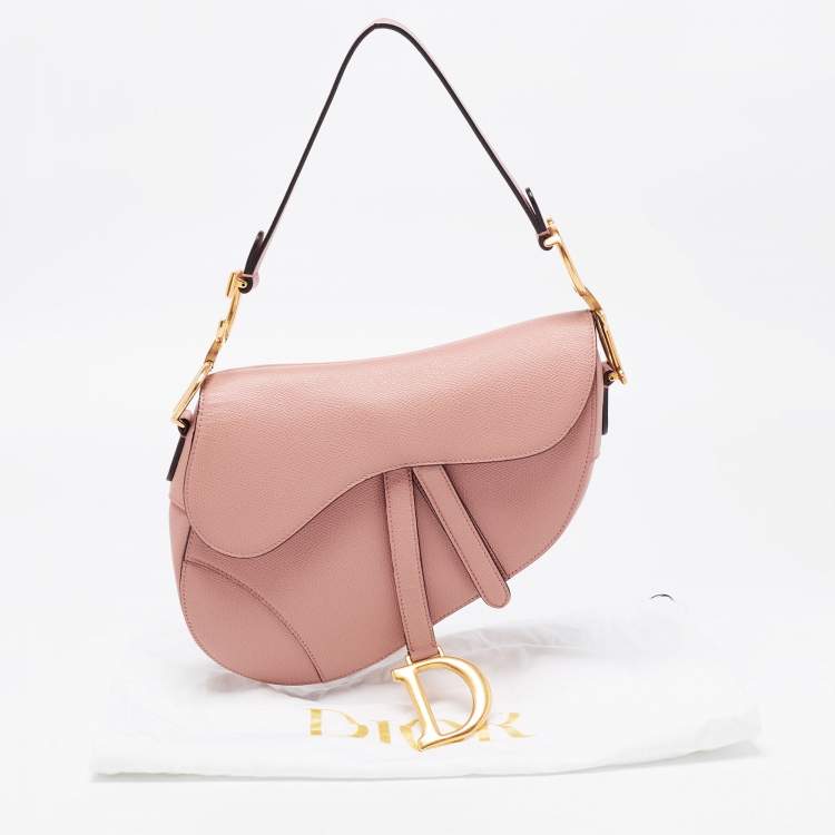 Pre Owned Dior Pink Leather Saddle Shoulder Bag