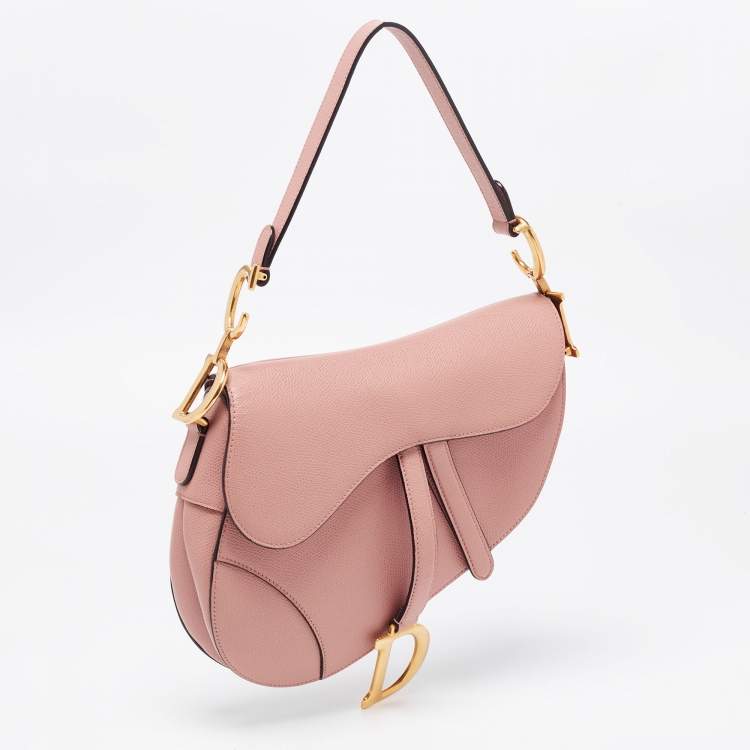 Pre Owned Dior Pink Leather Saddle Shoulder Bag