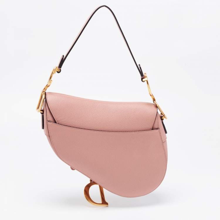 Pre Owned Dior Pink Leather Saddle Shoulder Bag