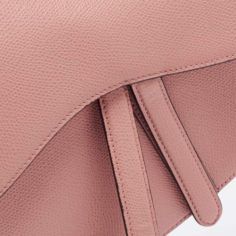Pre Owned Dior Pink Leather Saddle Shoulder Bag