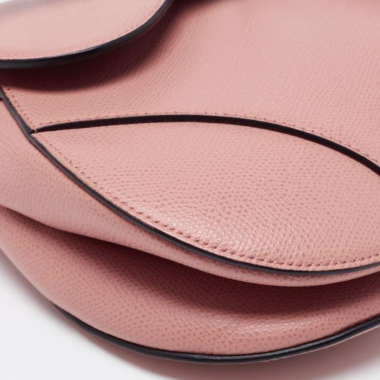 Pre Owned Dior Pink Leather Saddle Shoulder Bag