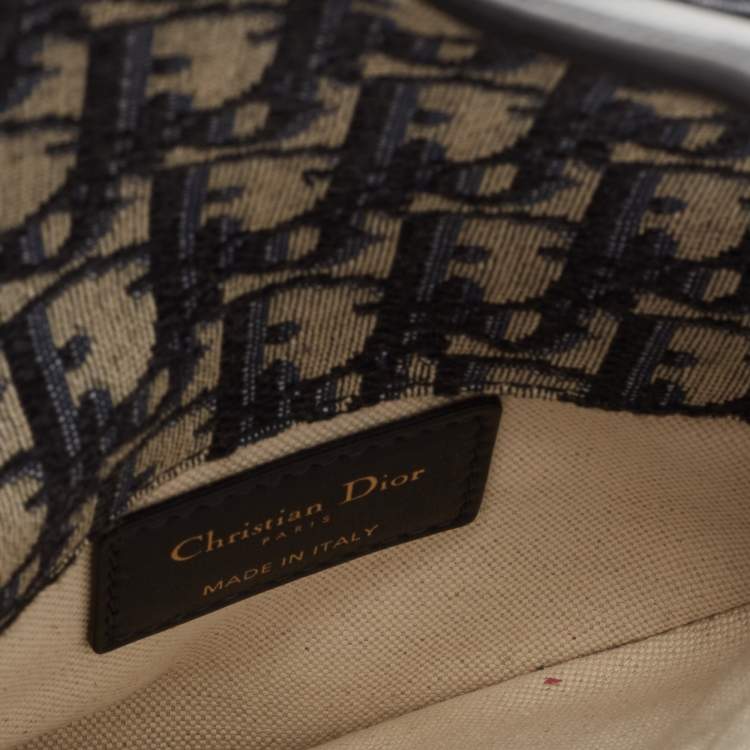 Pre Owned Dior Blue Oblique Canvas and Leather Saddle Belt Bag