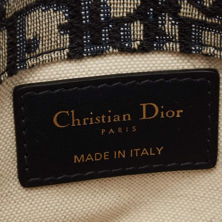 Pre Owned Dior Blue Oblique Canvas and Leather Saddle Belt Bag