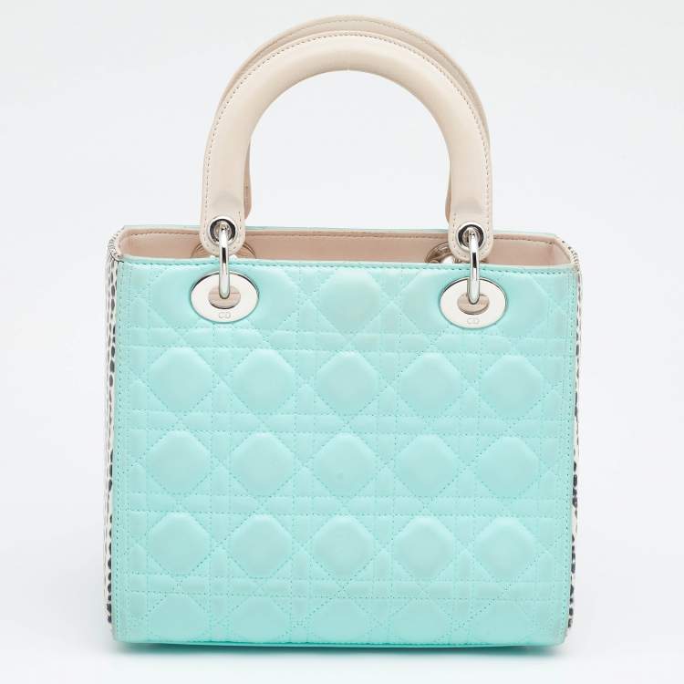 Pre Owned Dior Multicolor Leather And Water Snake Medium Lady Dior Tote