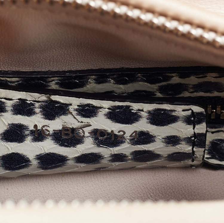 Pre Owned Dior Multicolor Leather And Water Snake Medium Lady Dior Tote
