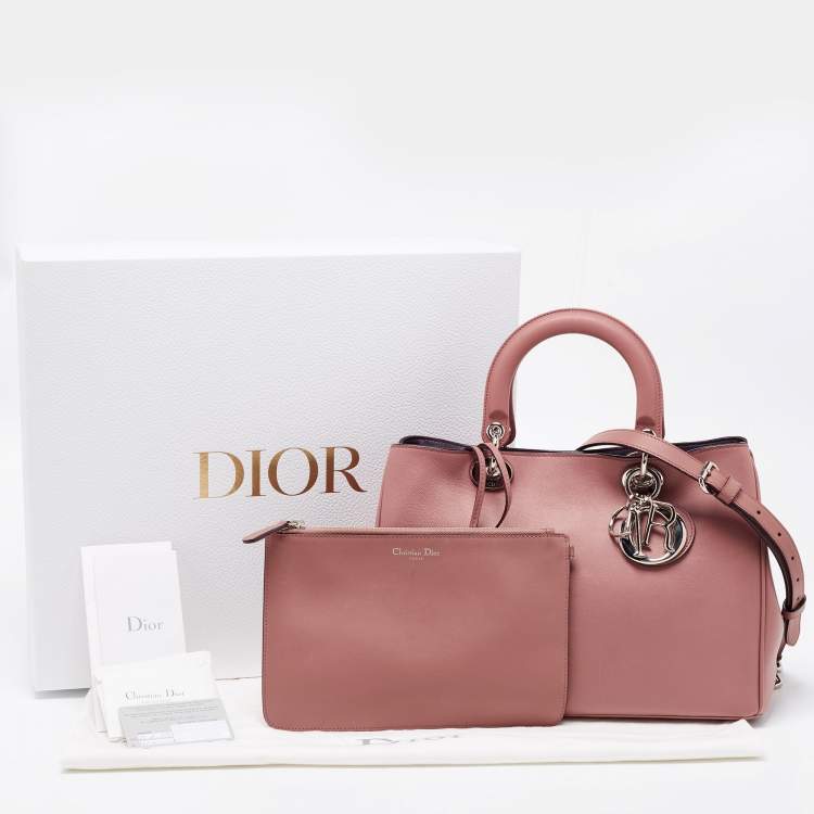 Pre Owned Dior Old Rose Leather Medium Diorissimo Shopper Tote