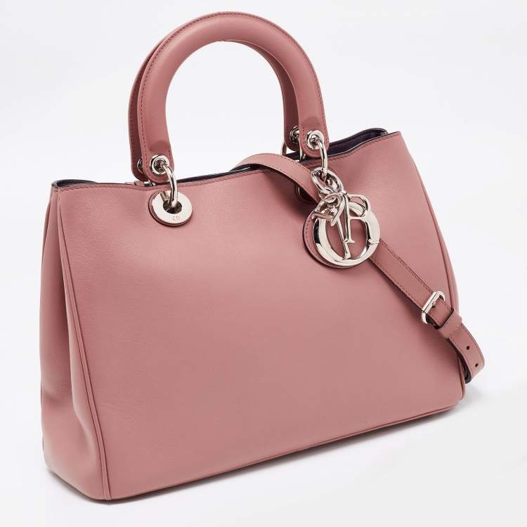 Pre Owned Dior Old Rose Leather Medium Diorissimo Shopper Tote