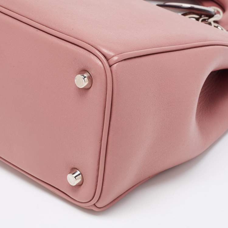 Pre Owned Dior Old Rose Leather Medium Diorissimo Shopper Tote