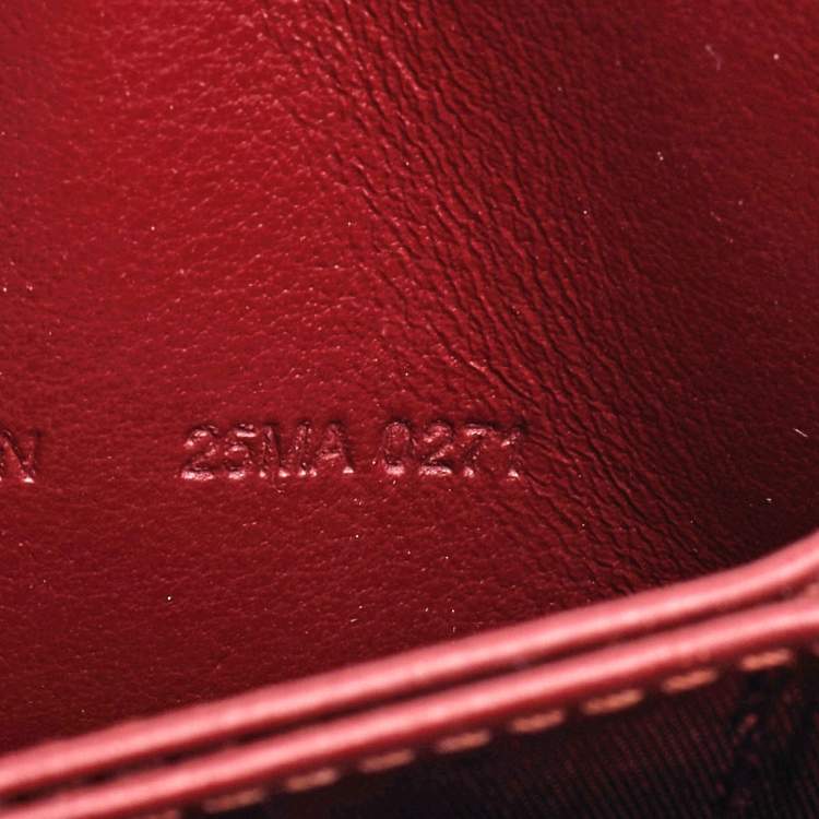 Pre Owned Dior Burgundy Cannage Patent Leather Lady Dior 5 Gusset Card Holder