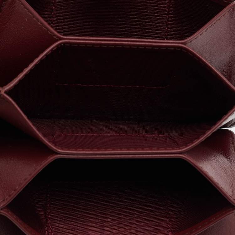 Pre Owned Dior Burgundy Cannage Patent Leather Lady Dior 5 Gusset Card Holder