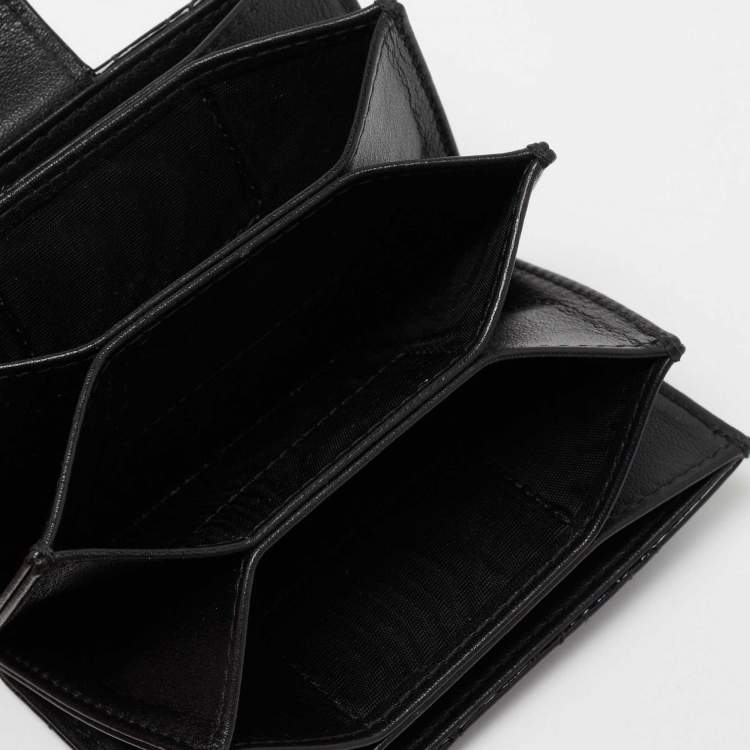Pre Owned Dior Black Cannage Patent Leather Lady Dior 5 Gusset Card Holder