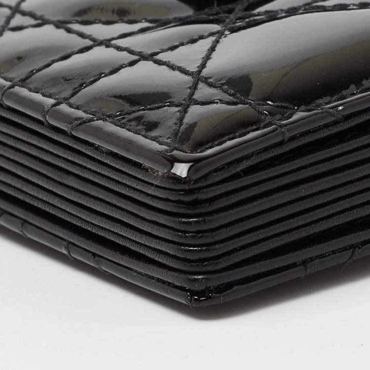 Pre Owned Dior Black Cannage Patent Leather Lady Dior 5 Gusset Card Holder