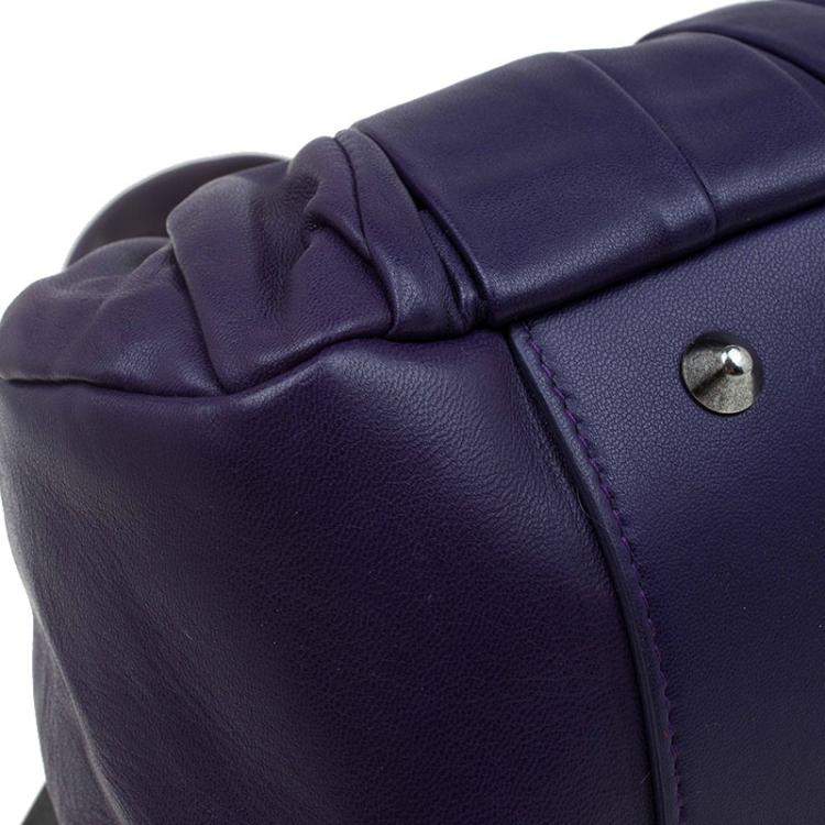 Pre Owned Dior Purple Pleated Leather Plisse Satchel