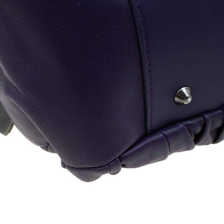 Pre Owned Dior Purple Pleated Leather Plisse Satchel