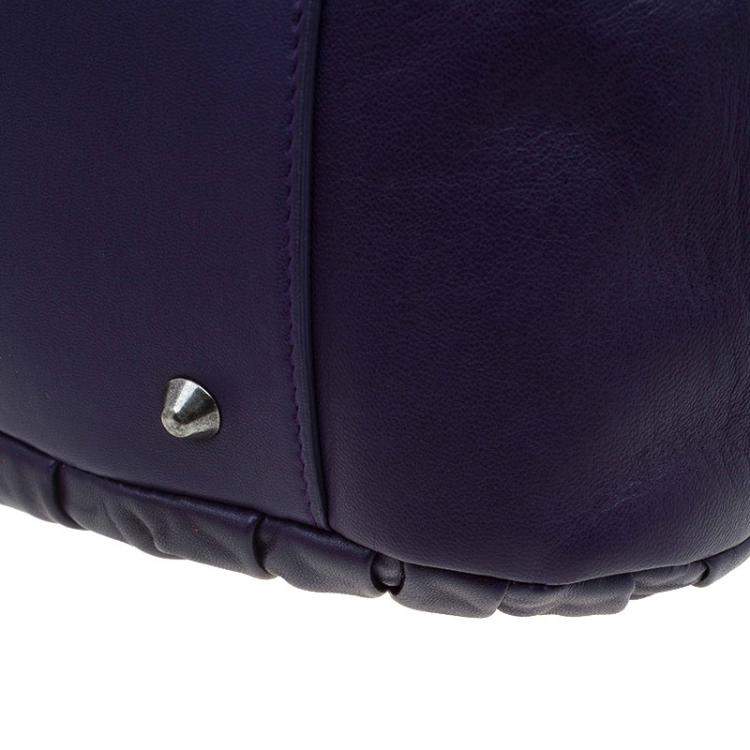Pre Owned Dior Purple Pleated Leather Plisse Satchel