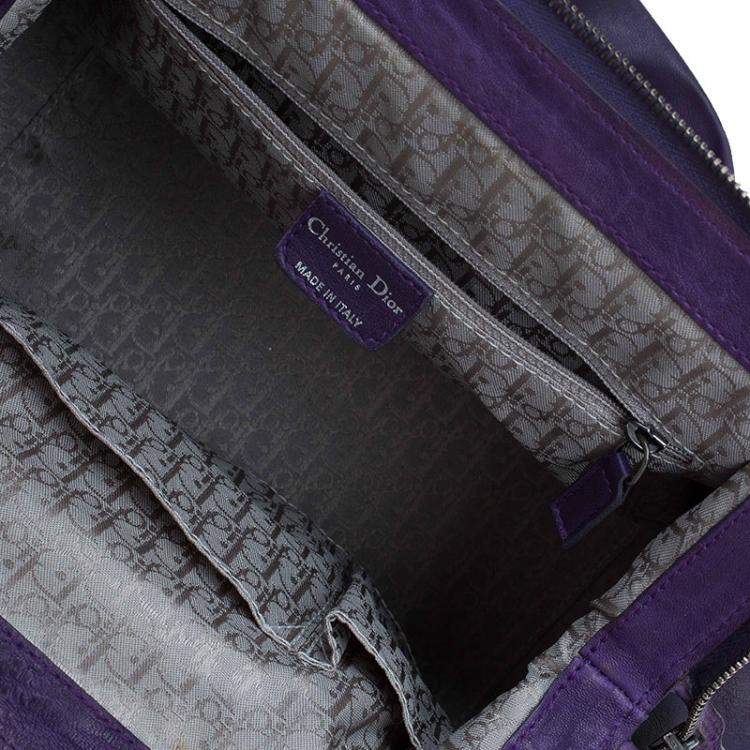 Pre Owned Dior Purple Pleated Leather Plisse Satchel