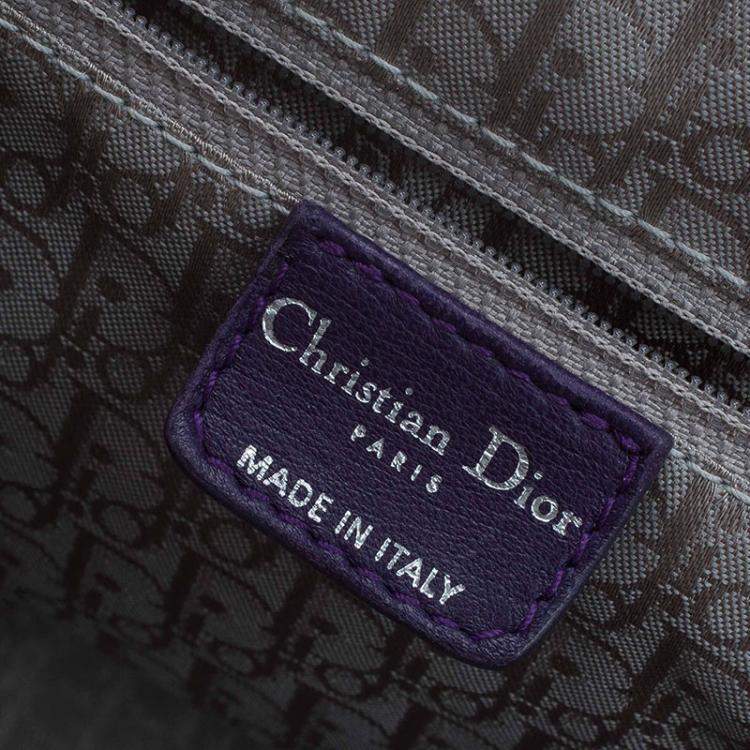 Pre Owned Dior Purple Pleated Leather Plisse Satchel