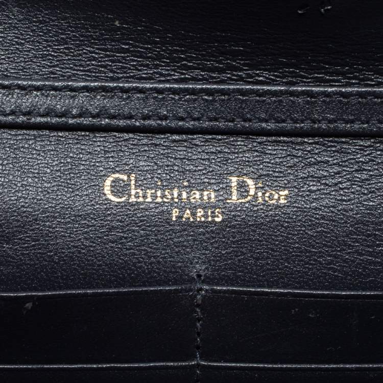 Pre Owned Dior Metallic Bronze Micro Cannage Patent Leather Diorama Wallet on Chain 