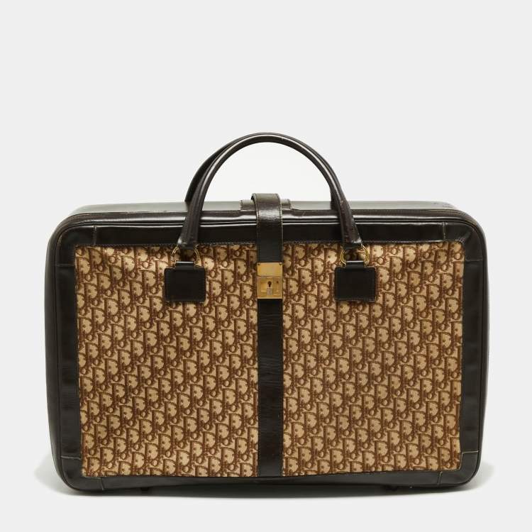 Christian Dior, Diorissimo Suitcase Luggage Vintage Brown Beige Travel Bag