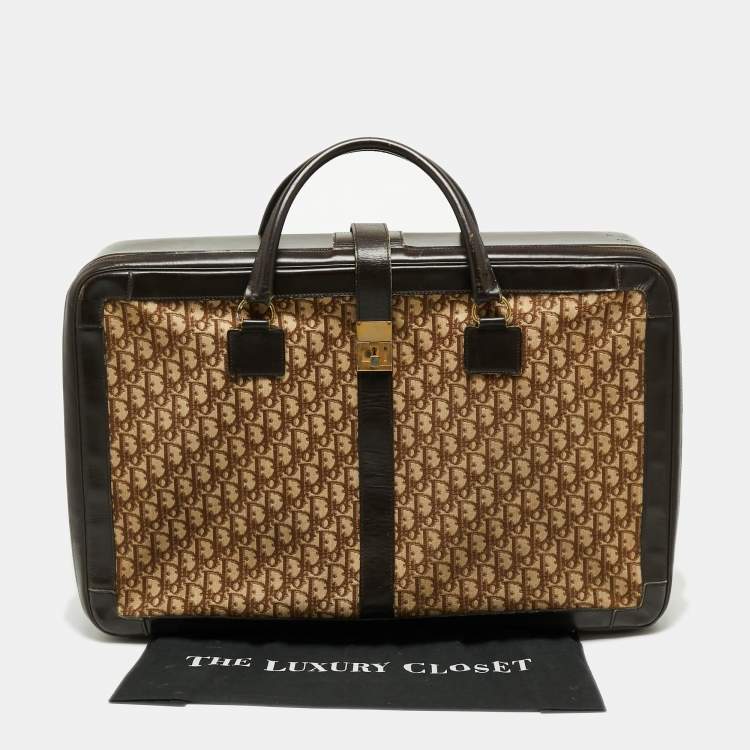 Pre Owned Dior Beige/Brown Diorissimo Canvas and Leather Vintage Suitcase