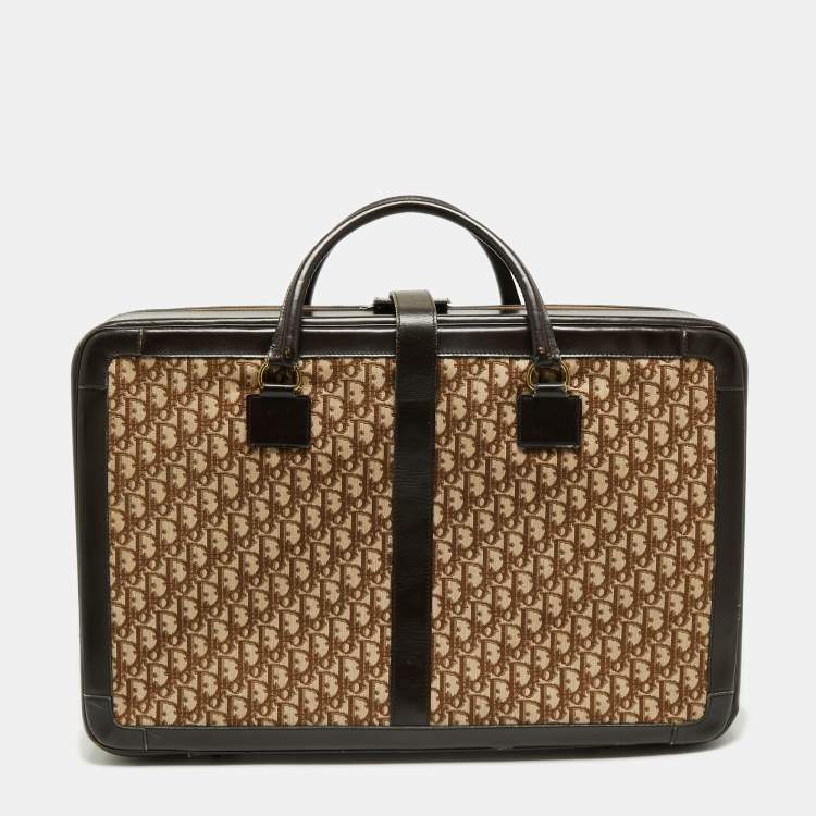 Pre Owned Dior Beige/Brown Diorissimo Canvas and Leather Vintage Suitcase