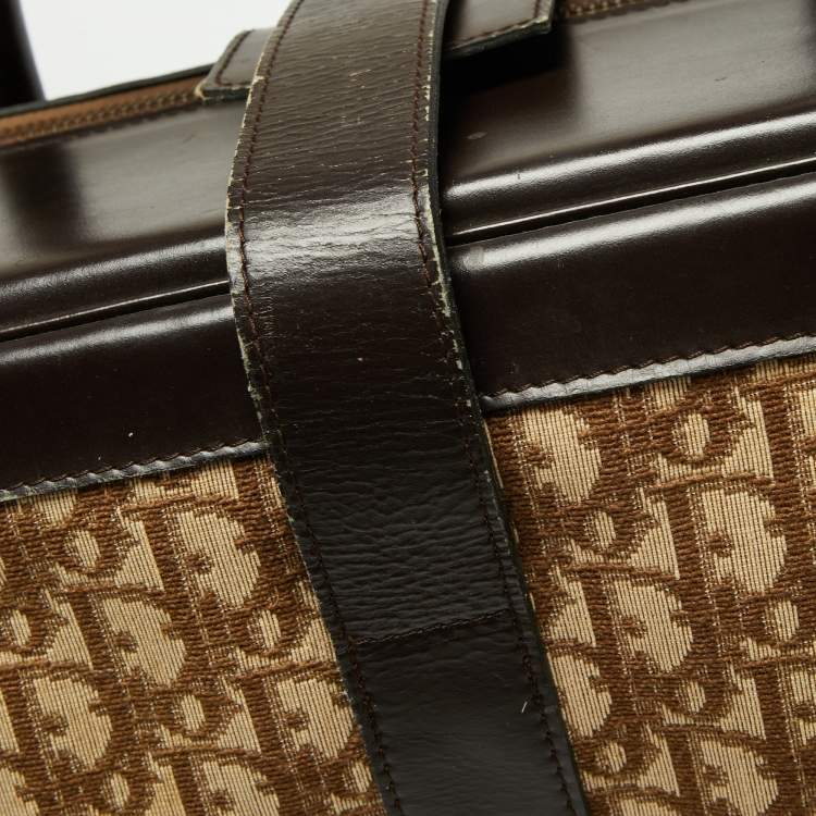 Pre Owned Dior Beige/Brown Diorissimo Canvas and Leather Vintage Suitcase