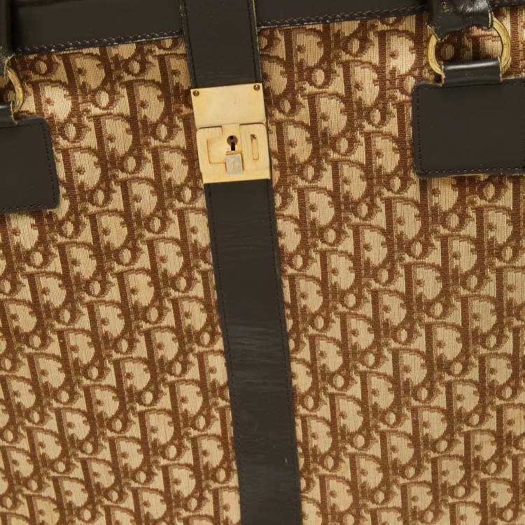 Pre Owned Dior Beige/Brown Diorissimo Canvas and Leather Vintage Suitcase