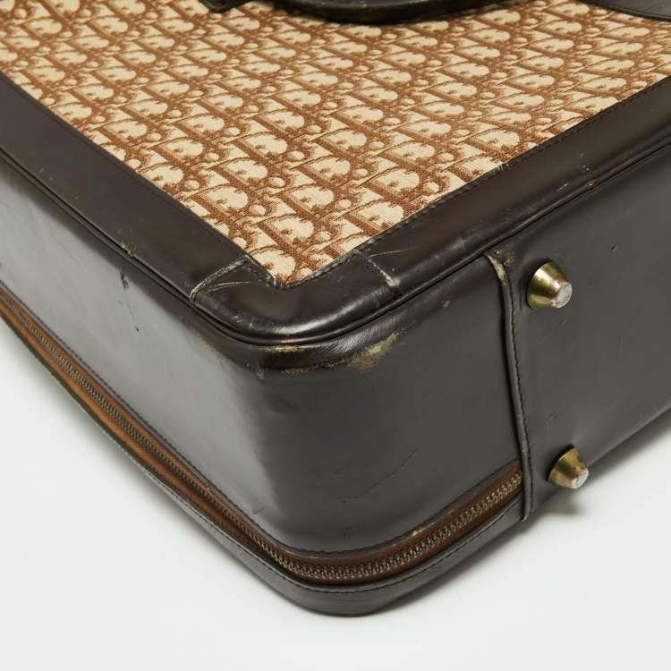 Pre Owned Dior Beige/Brown Diorissimo Canvas and Leather Vintage Suitcase