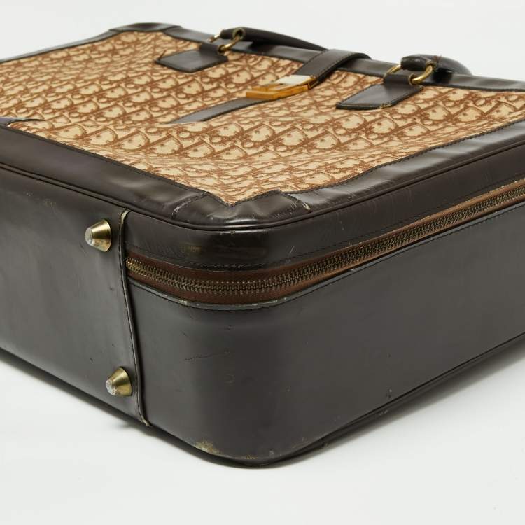 Pre Owned Dior Beige/Brown Diorissimo Canvas and Leather Vintage Suitcase