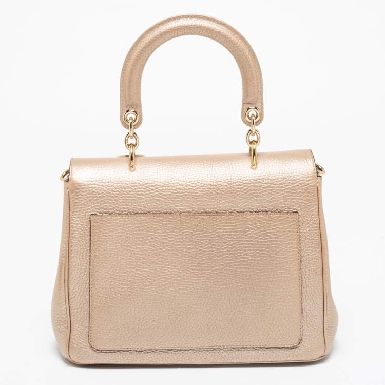 Pre Owned Dior Metallic Gold Leather Small Be Dior Flap Top Handle Bag